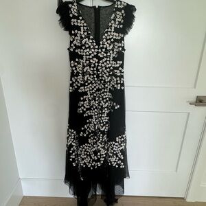 Elegant Black and White Floral Dress